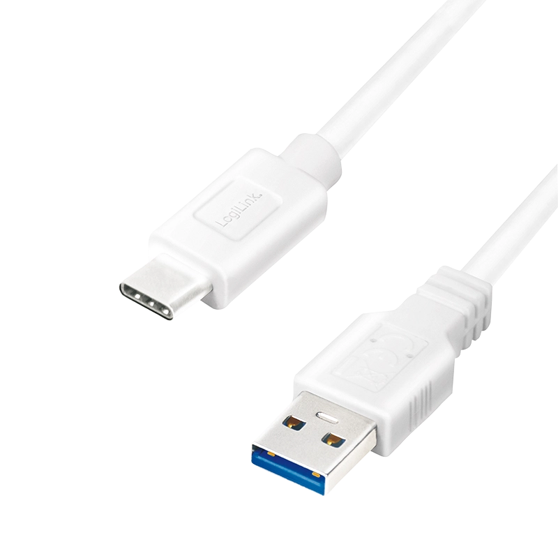 USB 3.2 Gen1 Type-C Kabel, C/M zu USB-A/M, weiß, 0,15 m