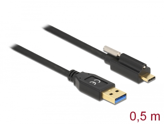 SuperSpeed USB 10 Gbps (USB 3.2 Gen 2) Kabel Typ-A Stecker zu USB Type-C™ Stecker mit Schraube oben,