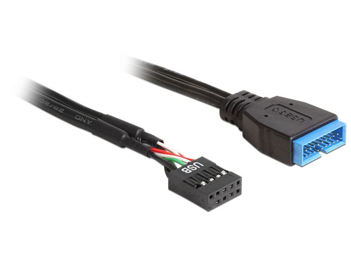 Kabel, USB 3.0 Pinheader Stecker an USB 2.0 Pinheader Buchse, 0,45m, Delock® [83776]