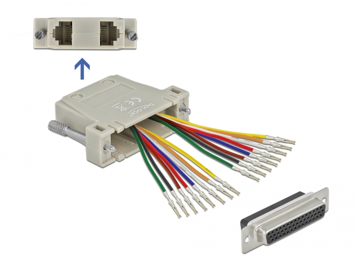 D-Sub HD 44 Pin Crimp Buchse zu 2 x RJ45 Buchse mit Montages