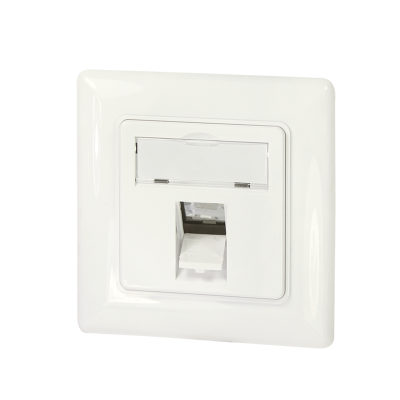 Unterputzdose für 1 Keystone-Modul, 45° Schrägauslass, designkompatibel, reinweiß Unterputzdose für 1 Keystone-Modul, 45° Schrägauslass, designkompatibel, reinweiß