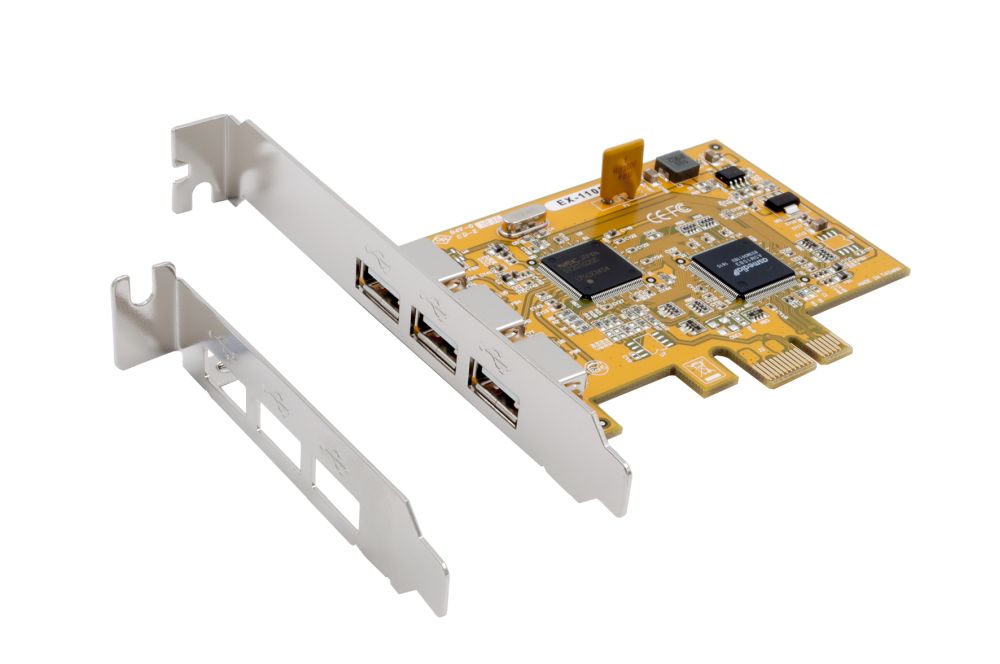 PCIe USB 2.0 Karte mit 3-Ports (NEC Chip-Set), inkl. Low Pro