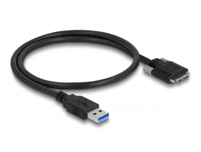 Kabel USB 3.0 Typ-A Stecker zu Typ Micro-B Stecker mit Schrauben, schwarz, 0,5 m, Delock® [87798]