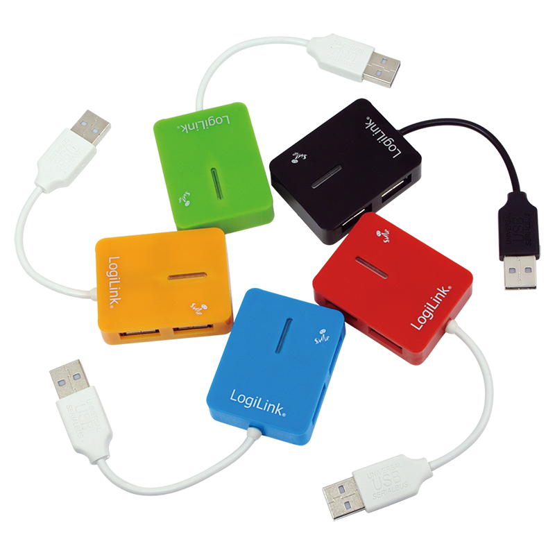 USB 2.0 Hub 4-Port, Smile, grün