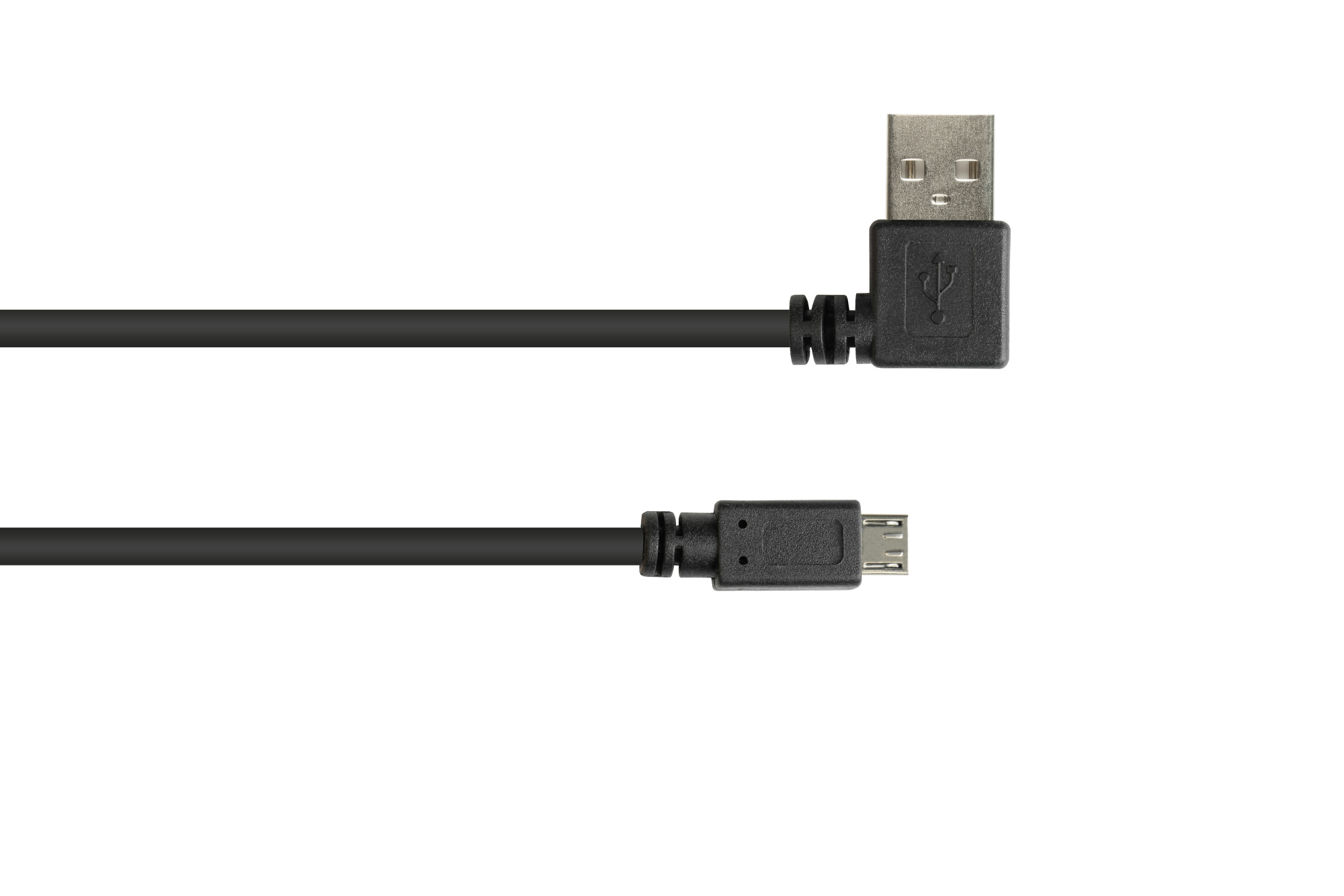 Anschlusskabel USB 2.0 EASY Stecker A gewinkelt an Stecker Mirco B, schwarz, 5m, Good Connections®