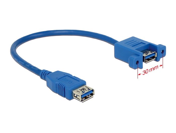 Kabel USB 3.0 Typ-A Buchse an USB 3.0 Typ-A Buchse zum Einbau 25 cm, Delock® [85111]