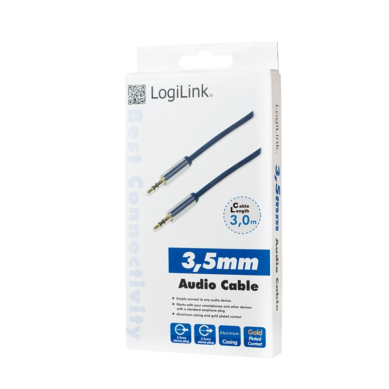 Audio-Kabel, 3,5 mm 3-Pin/M zu 3,5 mm 3-Pin/M, blau, 3 m