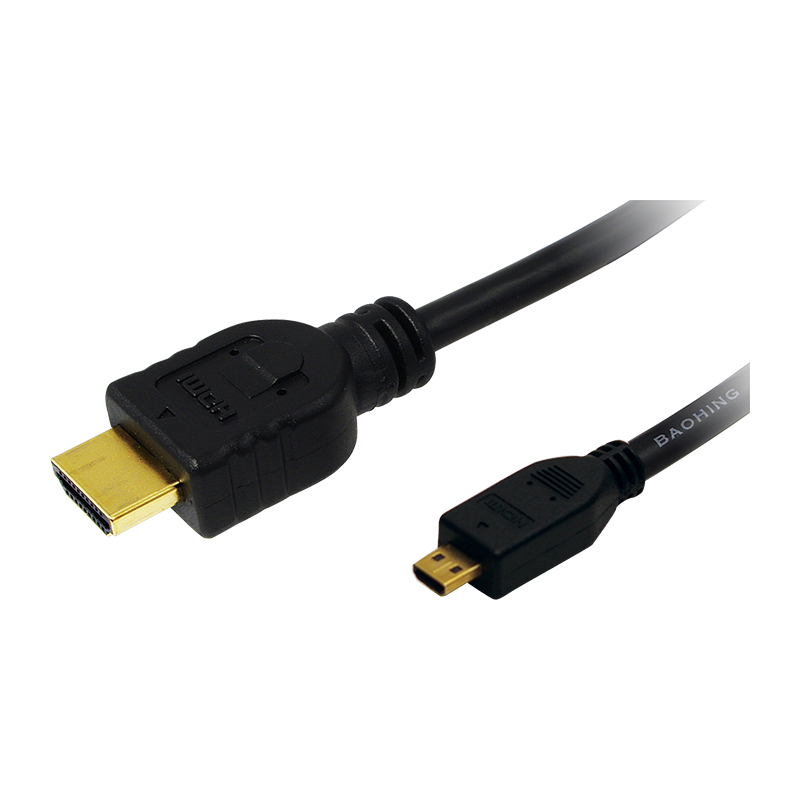 HDMI-Kabel, Micro-D/M zu HDMI-A/M, 4K/30 Hz, schwarz, 1,5 m