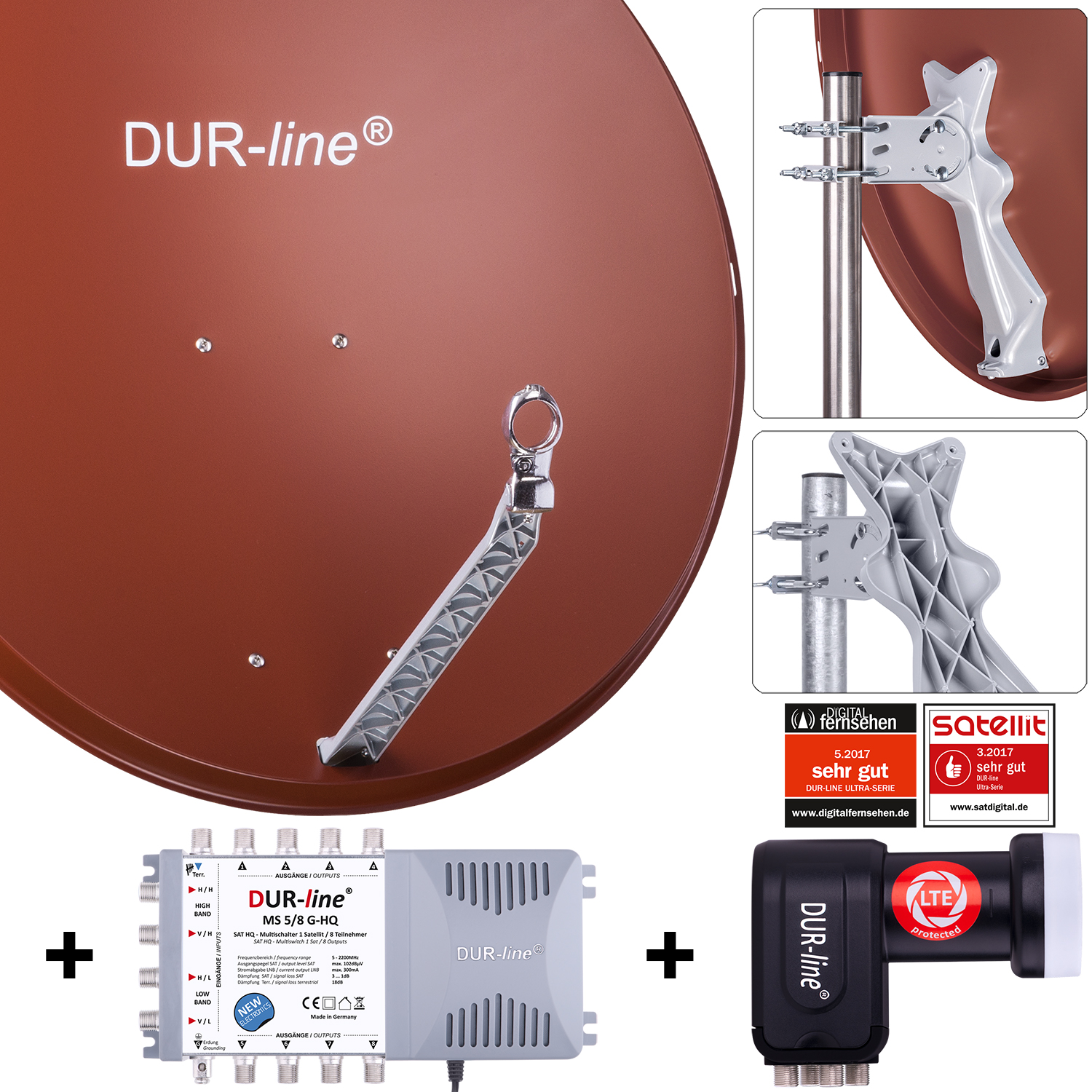 DUR-line Select 85/90 R + MS5/8 + LNB - 8 Teilnehmer Set