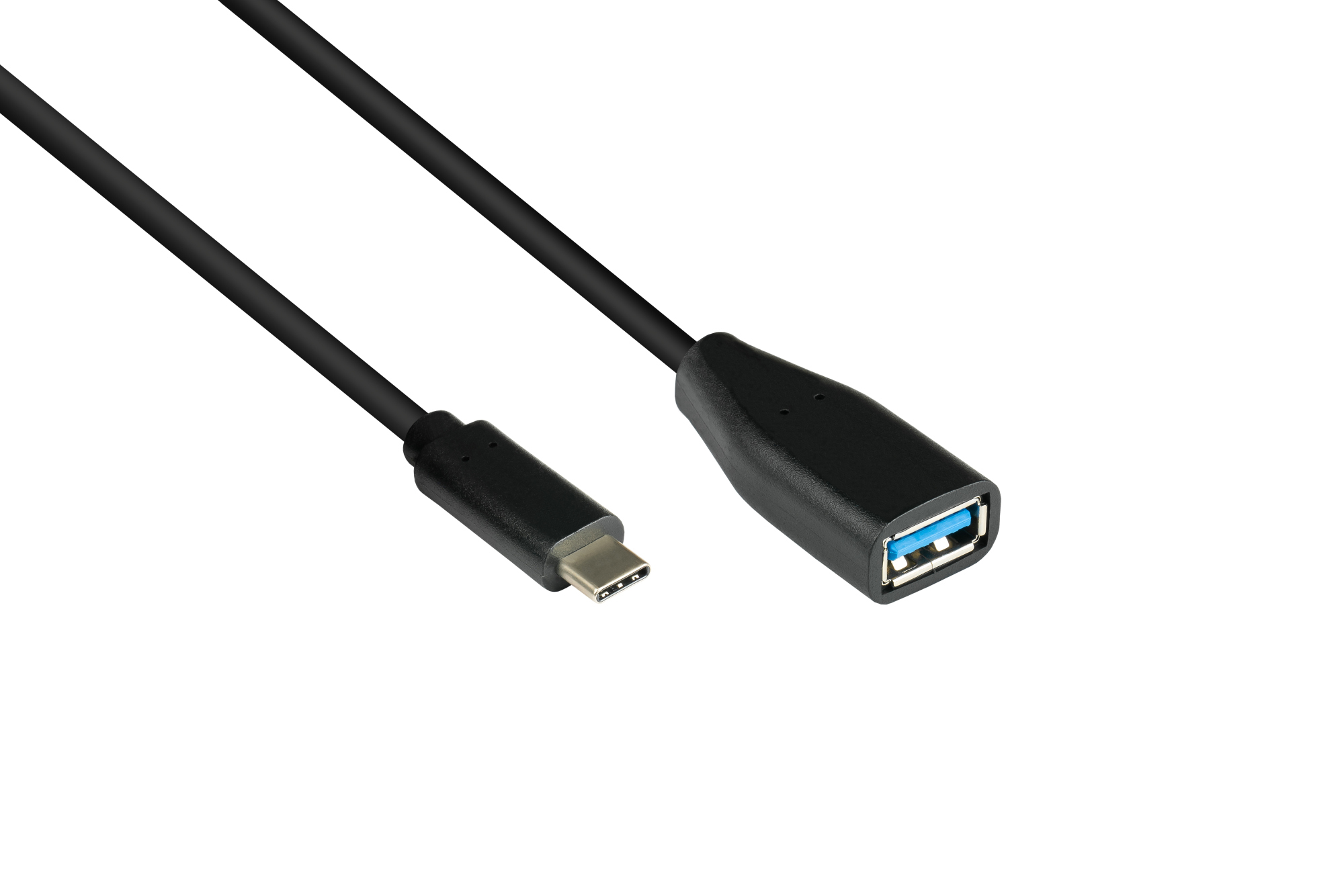 Adapterkabel USB 3.2 Gen.1 / USB 3.0 OTG (On-the-go), USB-C™ Stecker an USB A Buchse, schwarz, 0,1m,