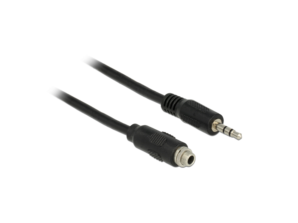 Kabel Klinke 3 Pin 3,5 mm Stecker an Buchse zum Einbau, schwarz, 1m, Delock® [85116]