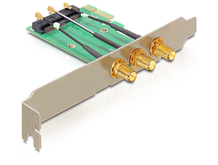 PCIe Karte zu Mini PCIe 3x RP-SMA Antennenanschluss, Delock®