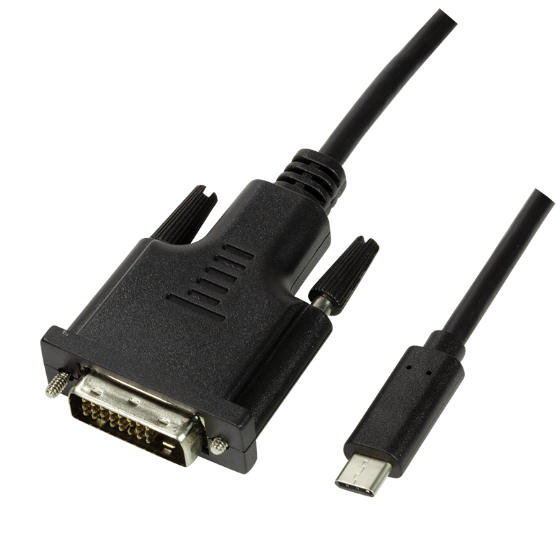 USB Type-C Kabel, C/M zu DVI-D/M, 1080p, schwarz, 1,8 m