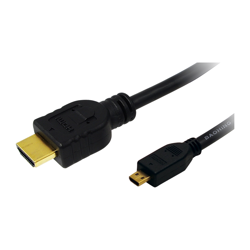HDMI-Kabel, Micro-D/M zu HDMI-A/M, 4K/30 Hz, schwarz, 1,5 m
