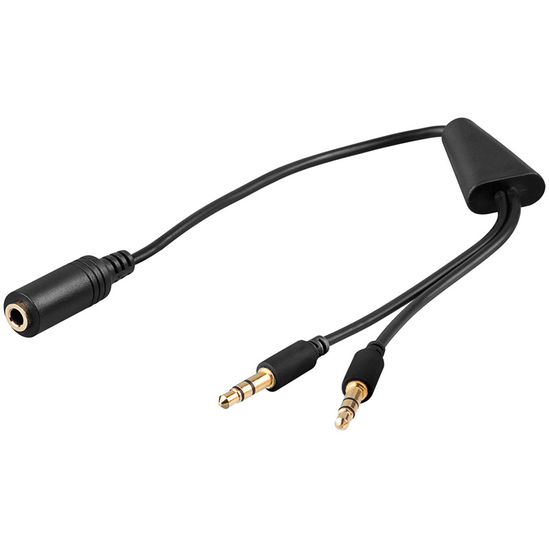 Y- Audiokabel, 3,5mm Buchse (4pol) zu 2 x 3,5mm Stereo Stecker, Good Connections®