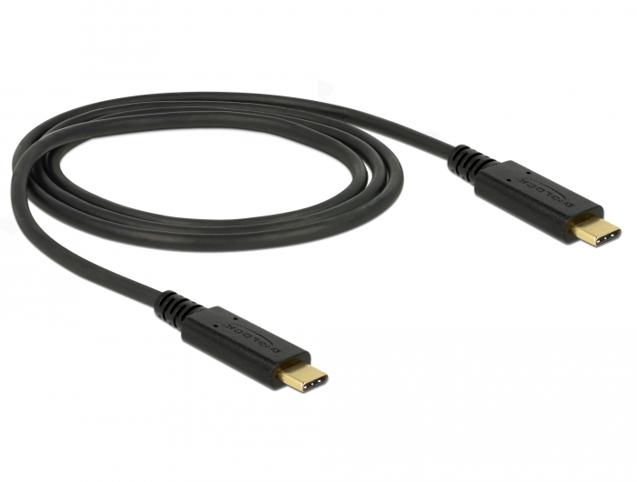USB 3.1 Gen.2 (10 Gbps) Kabel, USB-C™ Stecker an USB-C™ Stecker, 5A E-Marker, schwarz, 1m , Delock®