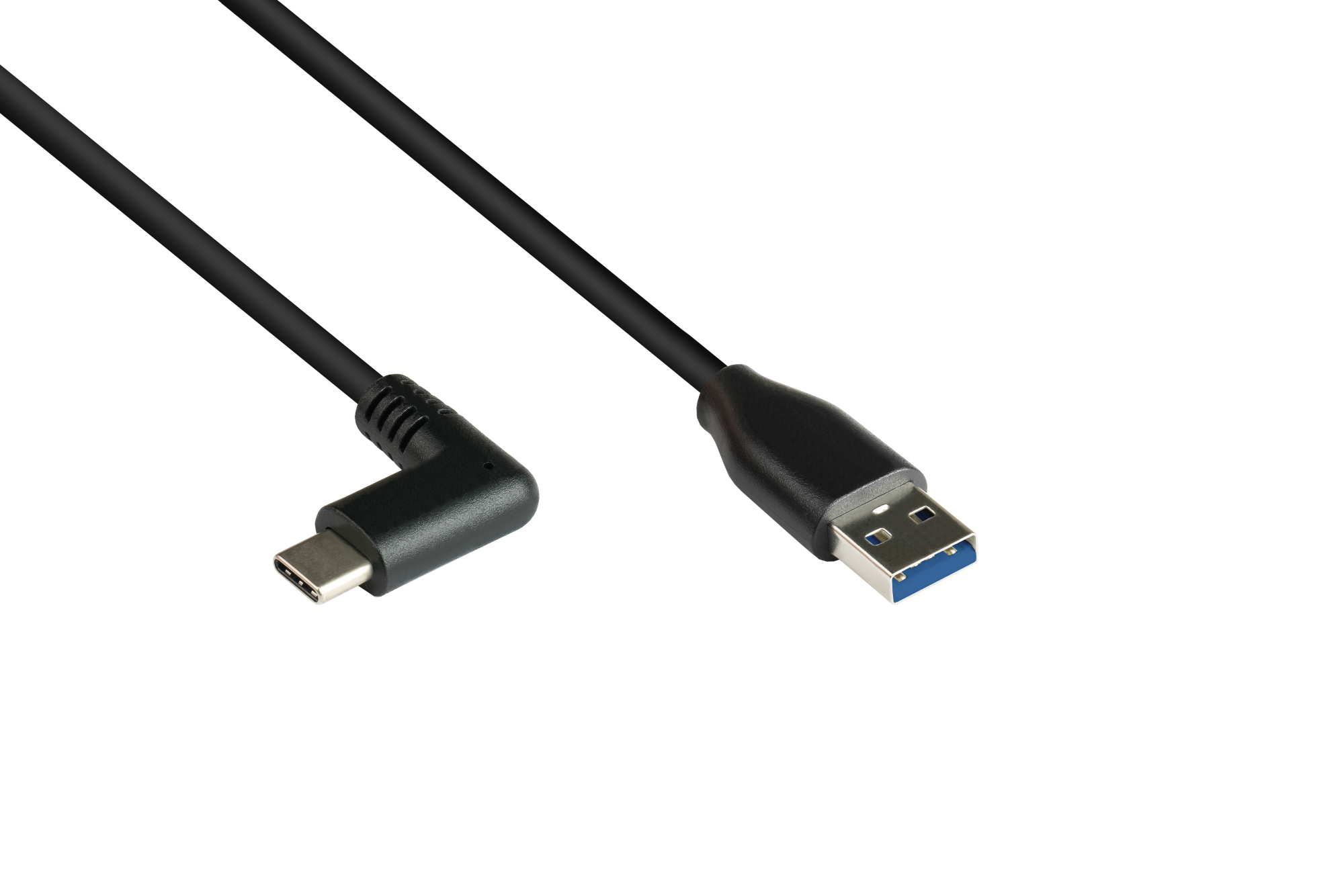 Anschlusskabel USB 3.0, USB-C™ Stecker 90° gewinkelt an USB 3.0 A Stecker, CU, schwarz, 0,5m, Good C