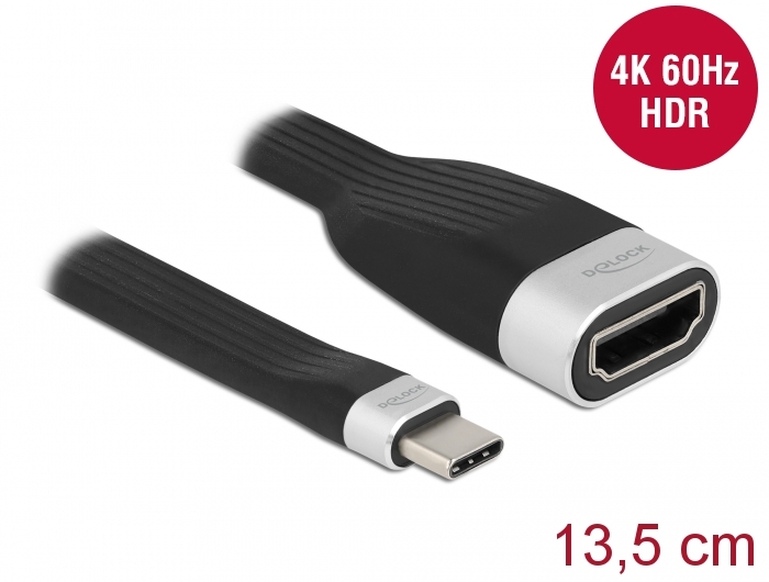 FPC Flachbandkabel USB Type-C™ zu HDMI (DP Alt Mode) 4K 60 Hz 13,5 cm, Delock® [86729]