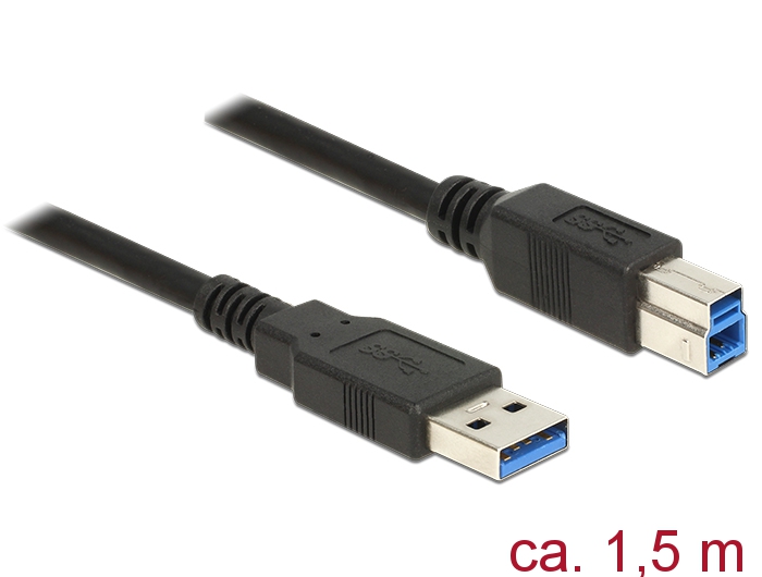 Kabel USB 3.0 Typ-A Stecker an USB 3.0 Typ-B Stecker, schwarz, 1,5m, Delock® [85067]