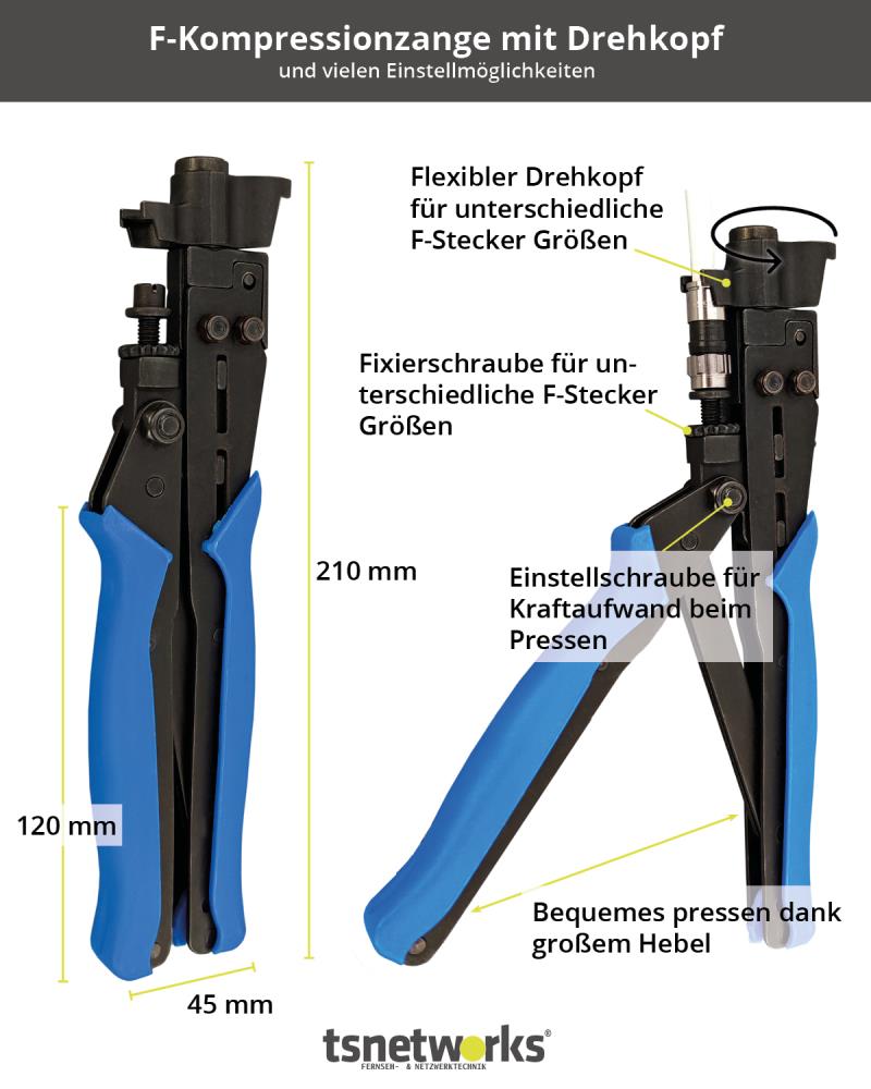 Elektriker Werkzeug Set in hochwertiger Tasche für Sat- & Kabel Installationen