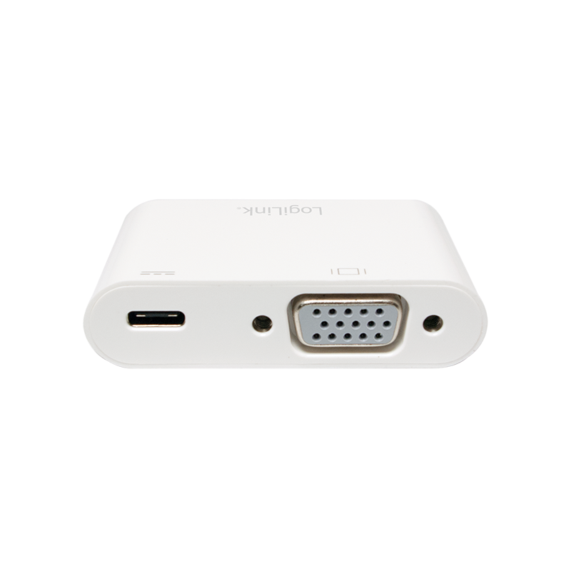 USB 3.2 Gen1 Type-C Adapter, C/M zu VGA+USB/F, 1080p,PD, weiß, 0,14 m