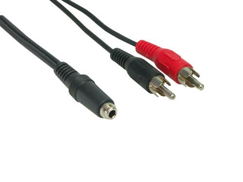 Audio Adapter 3.5mm Stereo Klinke Bu./ 2x Cinch St., 0,2m, Good Connections®