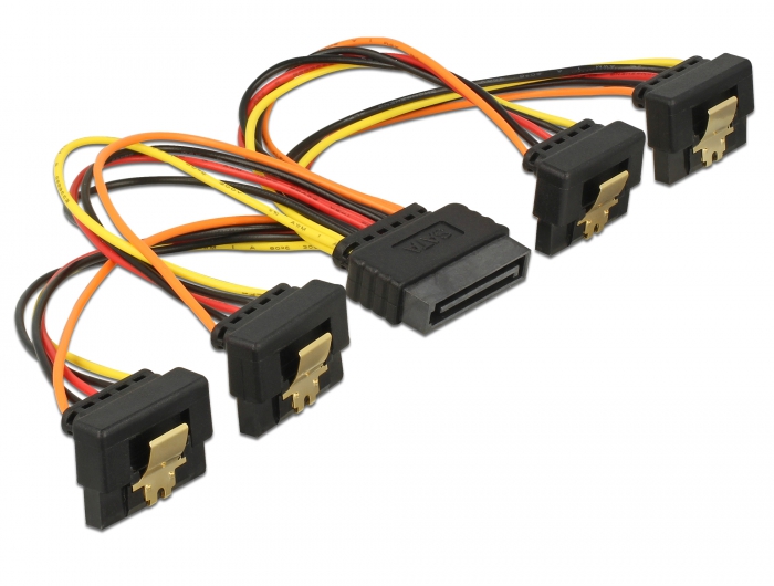 Kabel SATA 15 Pin Strom Stecker mit Einrastfunktion an SATA 15 Pin Strom Buchse 4 x unten 0,15 m, De