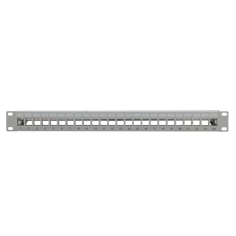 19" Patchpanel für 24 Keystone-Module mit Kabelabfang