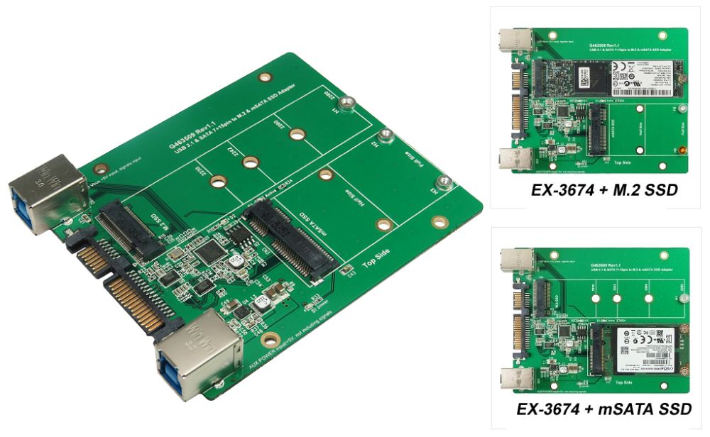 USB 3.1 (Gen.2) und SATA3 zu M.2 NFGG & mSATA SSD Karte, Exs