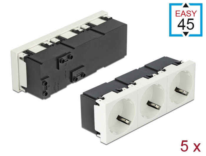 Easy 45 Schutzkontakt-Steckdose 3-fach 45°-Anordnung 45 x 45