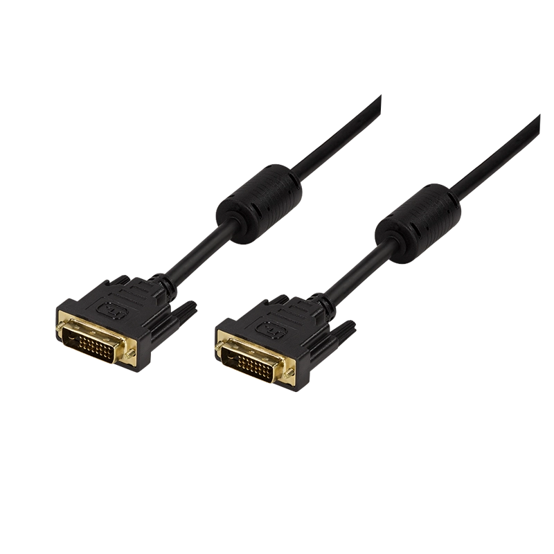 DVI-Kabel, DVI-D/M zu DVI-D/M, 1080p, 2x Ferrit, schwarz, 3 m
