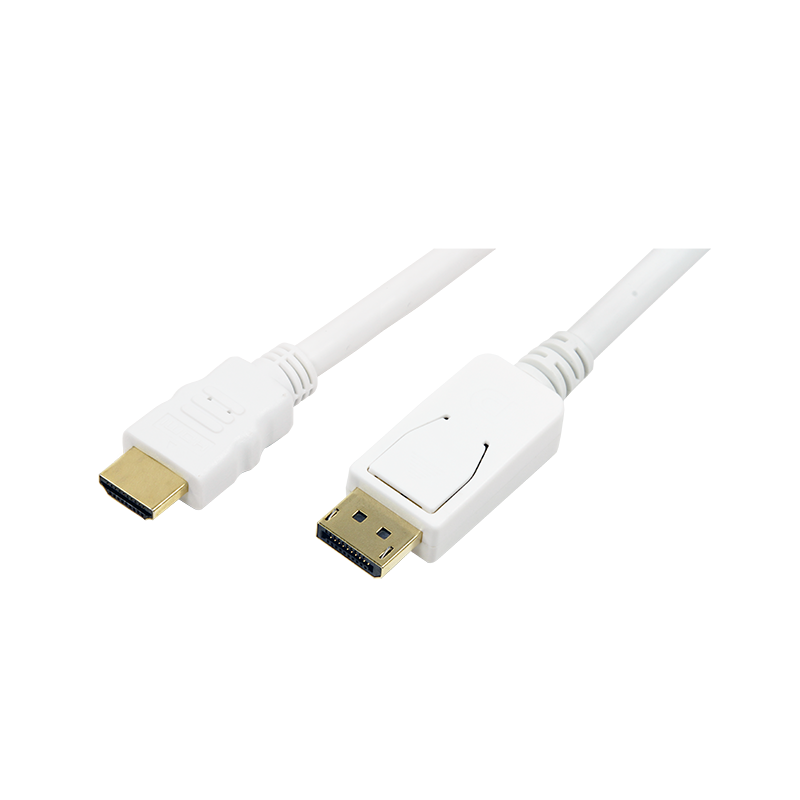 DisplayPort-Kabel, DP/M zu HDMI-A/M, 4K/30 Hz, weiß, 2 m