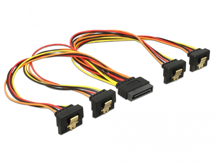 Kabel SATA 15 Pin Strom Stecker mit Einrastfunktion an SATA 15 Pin Strom Buchse 4 x unten 0,3 m, Del