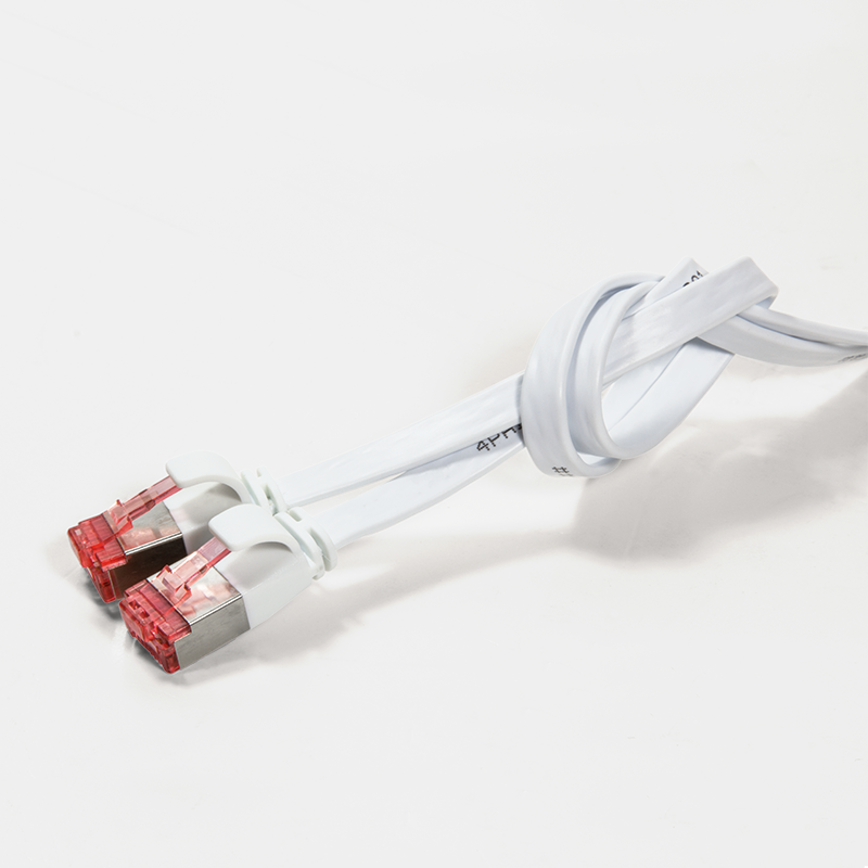 Patchkabel SlimLine, flach, Cat.6A, U/FTP, weiß, 0,5 m