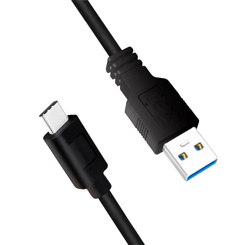 USB 3.2 Gen1 Type-C Kabel, C/M zu USB-A/M, schwarz, 0,15 m
