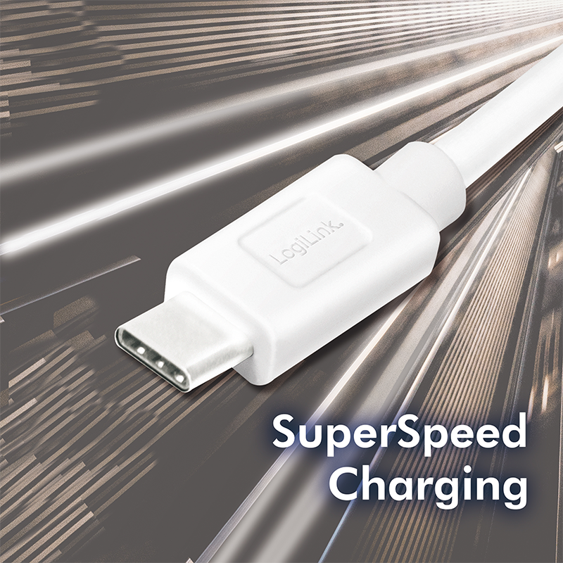 USB 3.2 Gen1 Type-C Kabel, C/M zu USB-A/M, weiß, 2 m