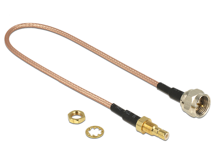 Antennenkabel F Stecker an SMB Buchse zum Einbau, RG-316, braun transparent, 0,25 cm, Delock® [13025