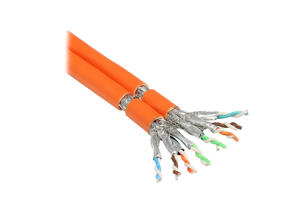 25m Verlegekabel Cat. 7 Duplex, S/FTP, PiMF, 1000MHz, AWG23/1, orange