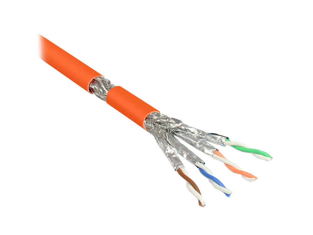 100m Verlegekabel Cat. 7 Simplex, S/FTP, PiMF, 1000MHz, AWG23/1, orange