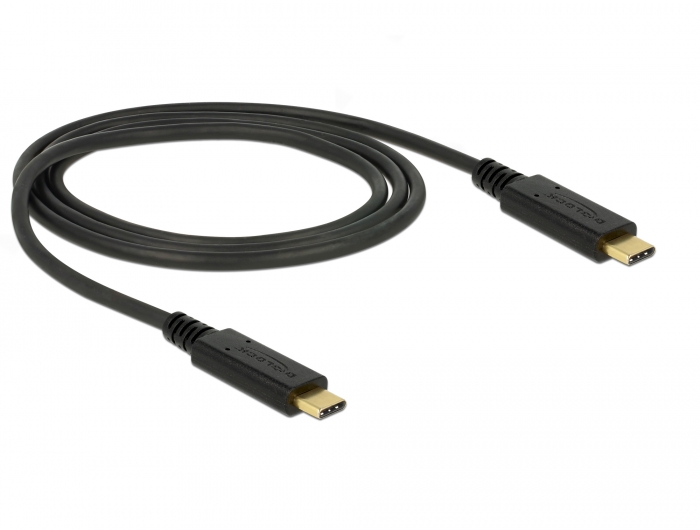USB 3.1 Gen.2 (10 Gbps) Kabel, USB-C™ Stecker an USB-C™ Stecker, 3A E-Marker, schwarz, 1m , Delock®