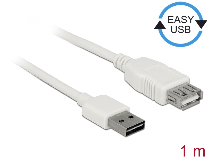 Verlängerungskabel EASY-USB 2.0 Typ-A Stecker an USB 2.0 Typ-A Buchse, weiß, 1 m, Delock® [85199]