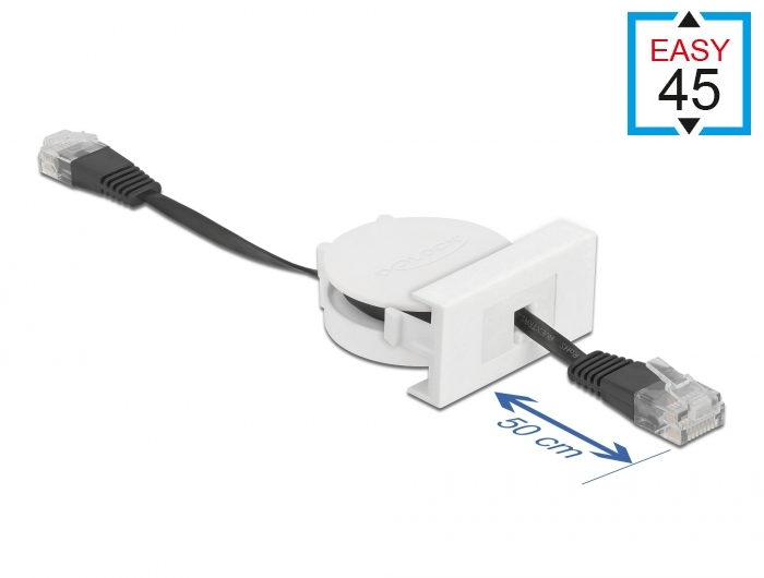 Easy 45 Modul Netzwerk Aufrollkabel RJ45 Cat.5e schwarz, Del