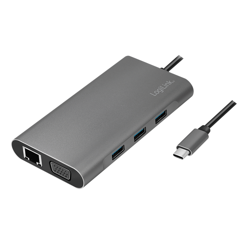 USB 3.2 Gen1 Dockingstation, 10-Port, USB-C, PD, silber