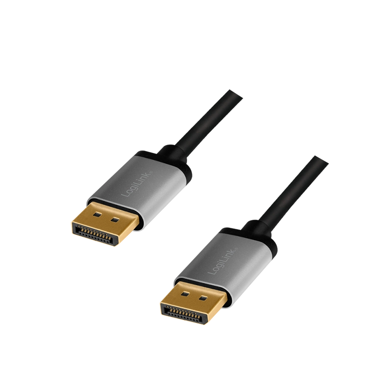 DisplayPort-Kabel, DP/M zu DP/M, 4K/60 Hz, Alu, schwarz/grau, 1 m