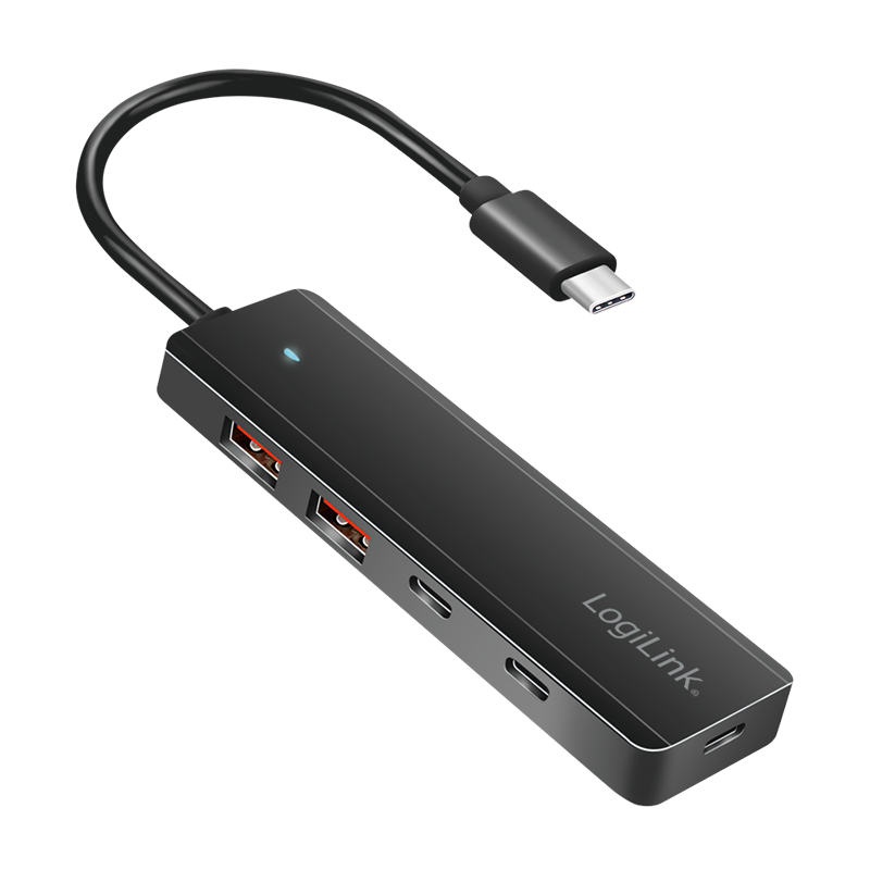 Ultra-Slim USB-C-Hub, 4-Ports, 2x USB-A, 2x USB-C, schwarz