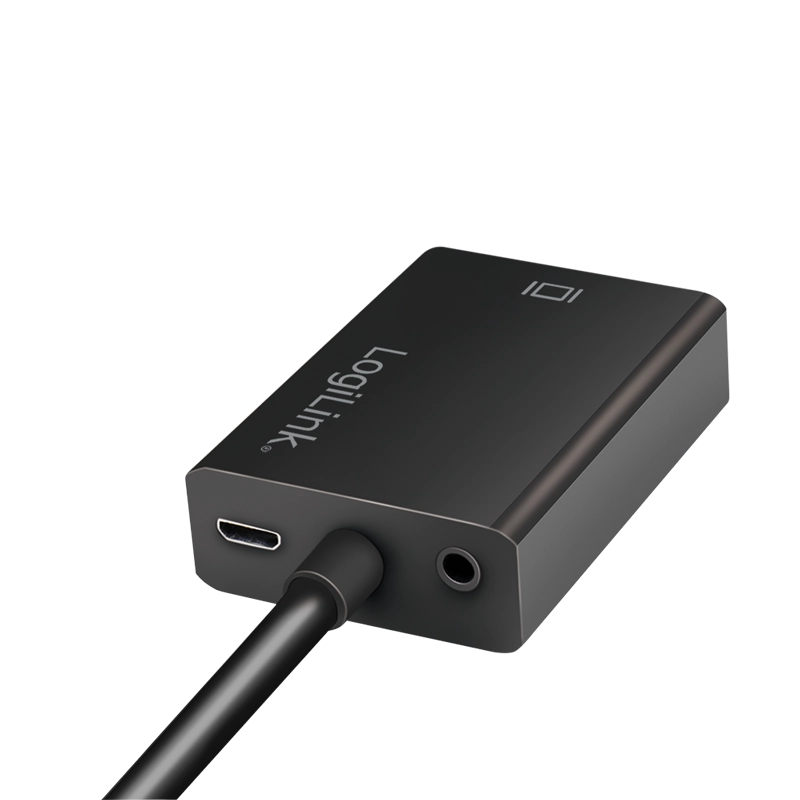 VGA-Adapter, HD15/M zu HDMI-A+3,5 mm+Micro-USB, FHD, schwarz, 0,15 m