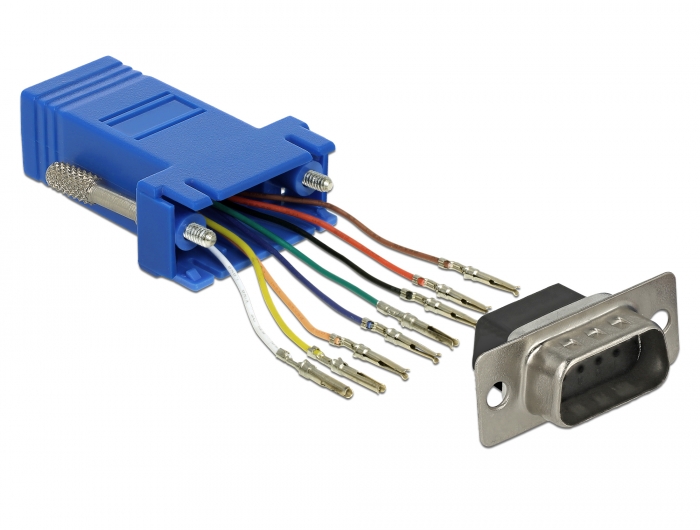 Adapter Sub-D 9 Pin Stecker an RJ45 Buchse, Montagesatz, bla