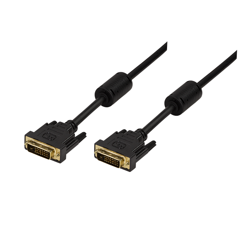 DVI-Kabel, DVI-D/M zu DVI-D/M, 1080p, 2x Ferrit, schwarz, 2 m