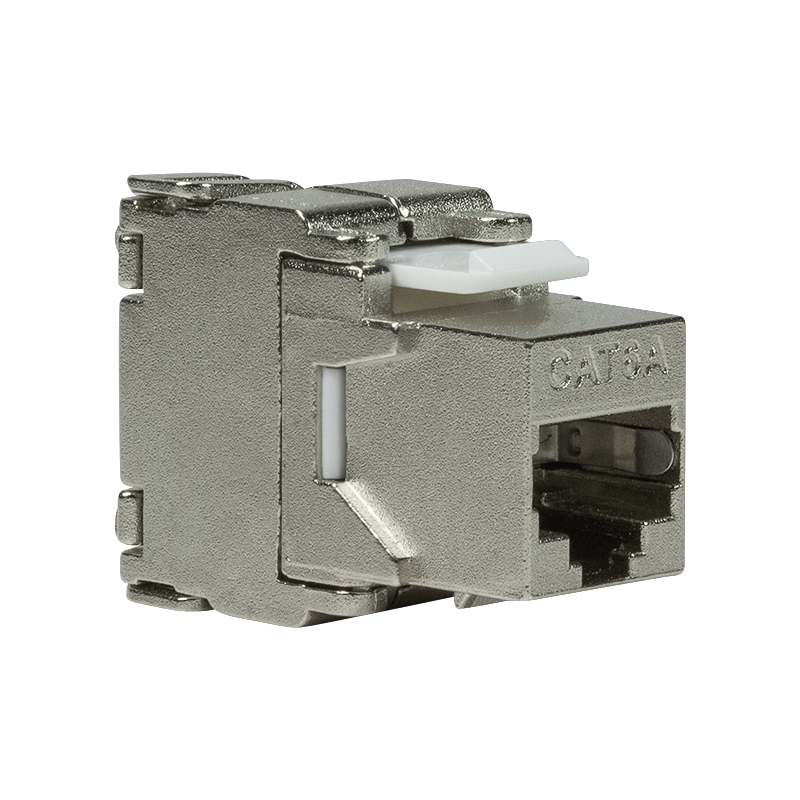 Cat.6A Keystone Buchse STP 22-24 AWG, werkzeuglos, 17,2 mm breit Cat.6A Keystone Buchse STP 22-24 AWG, werkzeuglos, 17,2 mm breit