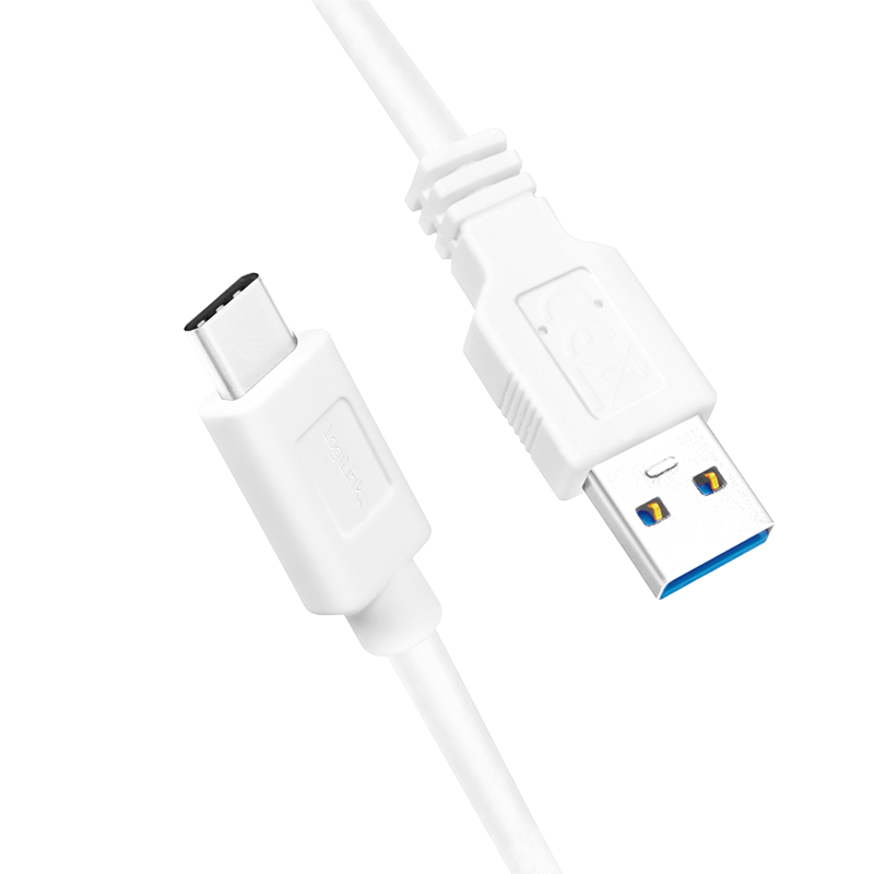USB 3.2 Gen1 Type-C Kabel, C/M zu USB-A/M, weiß, 2 m